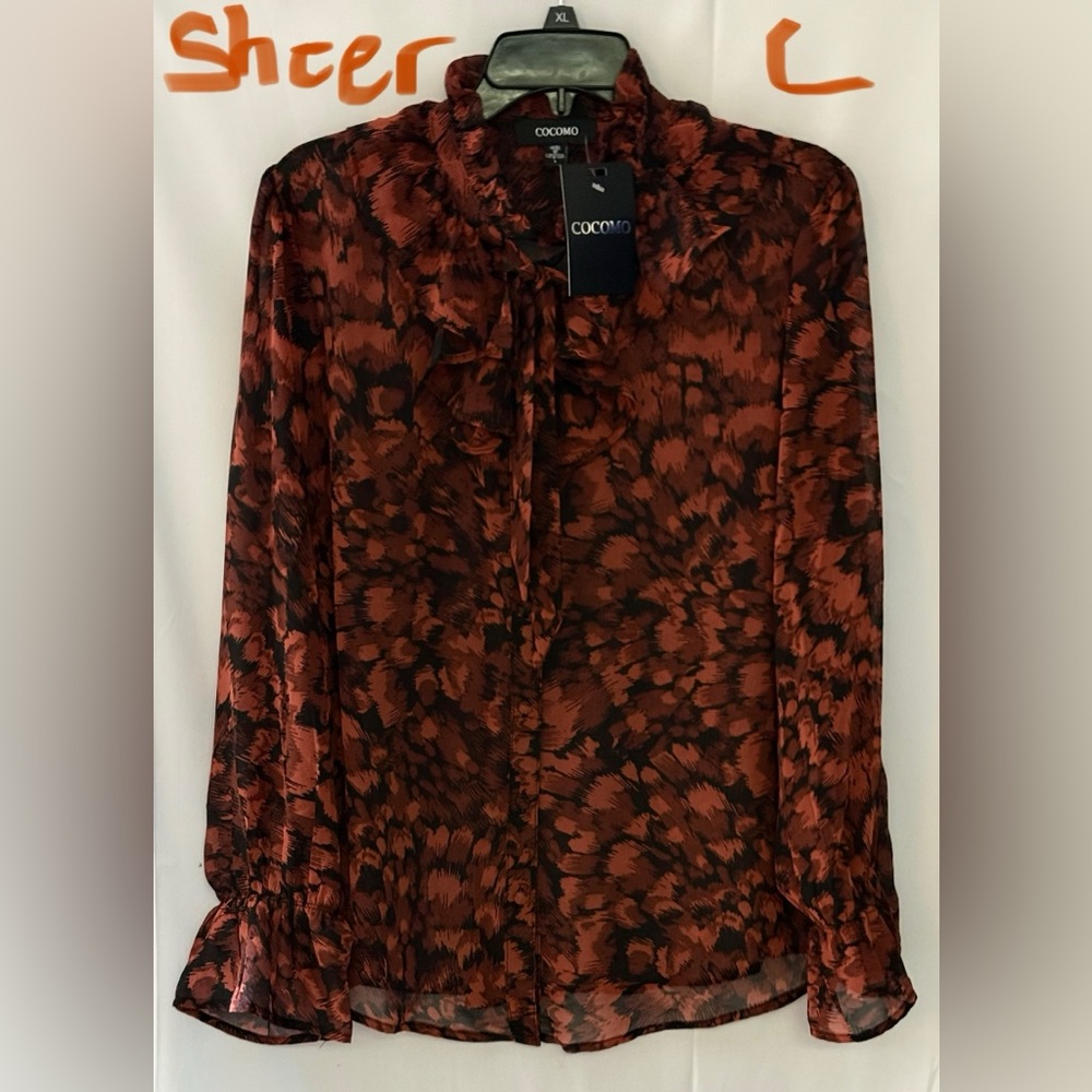 Cocomo Women's Sheer Blouse in Red and Black